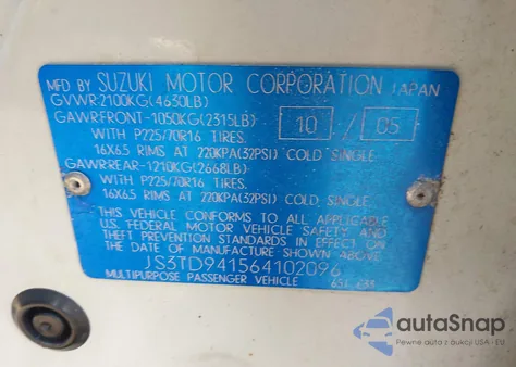 2006 Suzuki Grand Vitara z USA, uszkodzony, nr VIN JS3TD941564102096